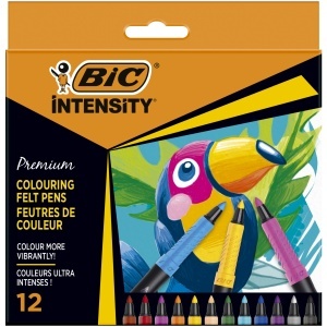 Markere BIC Intensity Premium, 12 culori, 0.73 mm, cu grip din cauciuc