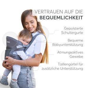 Marsupiu ergonomic KikkaBoo Myra 3 pozitii de purtare gri pana la 9 kg - Img 4