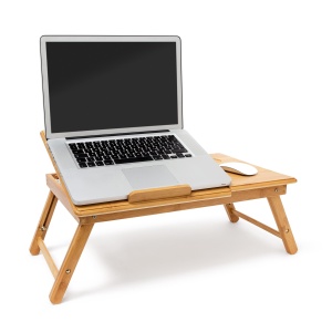 Masa pentru laptop Relaxdays din bambus, ajustabila pe inaltime, 30,5 x 72,5 x 35 cm