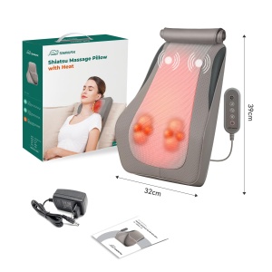 Masaj Shiatsu Snailax cu Calorifer si Vibratii, Knet, Bej - Img 8