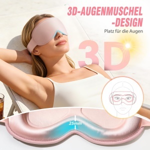 Masca de somn GRIFEMA GH03-1, 100 verdunkelare, design 3D, roznegru - Img 2