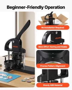 Masina de Butonare VEVOR JMB-X3, 3-in-1, pentru Butoane de 253258mm, Negru si Portocaliu - Img 4