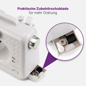 Masina de cusut Bomann(r) pentru incepatori cu 12 modele de cusaturi | Masina de cusut cu functie de cusut inainte si inapoi si 2 niveluri de viteza | cu baterie sau functionare la retea si lumina LED fara orbire | NM 6063 CB - Img 6