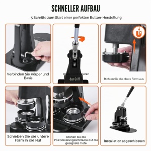 Masina de Fabricat Butoni VEVOR, 2-in-1, 32 mm si 58 mm, Set Complet cu 500 Accesorii - Img 5