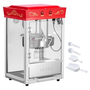 Masina de Facut Popcorn VEVOR NP08T, 800 W, 48 Tasse, Culoare Rosie - Img 9