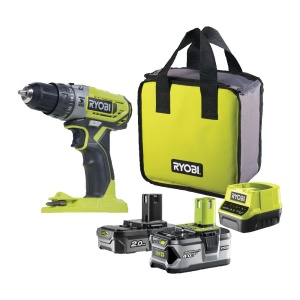 Masina de gaurit combinata cu acumulator RYOBI 18 V ONE+ R18PD2-242S (cutie de viteze cu 2 trepte, cuplu maxim 40 Nm, niveluri de cuplu 24, mandrina de gaurit 10 mm, incl. 1 x 4,0 Ah si 1 x 2,0 Ah si incarcator in geanta de scule) - Img 1