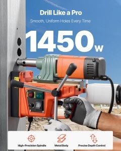 Masina de gaurit cu magnet VEVOR 1450W, 50mm, 13000N, 6 burghie - Img 2