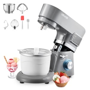 Masina de inghetata VEVOR SM-1503HL, 1.7 L, 1400 W, motor silentios, gri