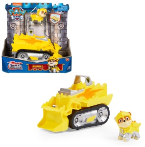 Masina de jucarie PAW PATROL Rubble cu figurina caine, design dragon, 15 cm