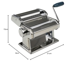 Masina de paste Fackelmann #easyprepare pentru paste delicioase - accesorii pentru foi de lasagna, tagliatelle si spaghete - inclusiv suport de masa si baza antiderapanta, alb/albastru-gri - Img 9