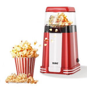 Masina de popcorn YASHE Retro, masina de popcorn cu aer cald de 1200 W cu ceasca de masurare, o singura atingere, fara ulei, perfecta pentru home theater, seri de film, petreceri - Img 1