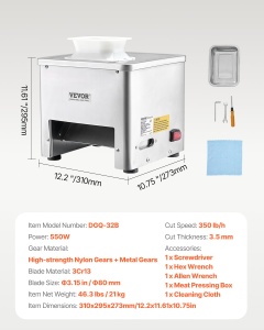 Masina de taiat carne VEVOR DGQ-32B 550W lame din inox 35mm grosime - Img 7