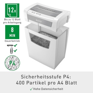 Masina de tocat hartie Leitz IQ Office S, 14 foi, 23L, alb - Img 2