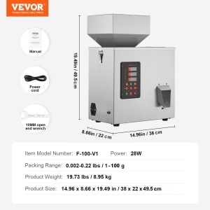 Masina de umplere VEVOR F-100-V2 Automata 1-100 g Inox pentru Pulberi si Particule - Img 7