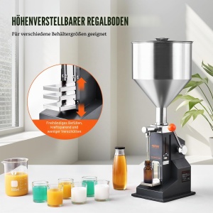 Masina de umplut manuala VEVOR A03, capacitate 5-50 ml, din otel inoxidabil - Img 4