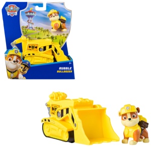 Masinuta cu Bulldozer PAW PATROL Rubble, Figurina 7 cm, Reciclata