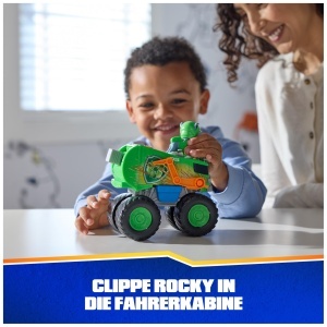 Masinuta PAW Patrol Rescue Wheels Rocky Monster Truck Verde cu Figurina si Proiectil - Img 6