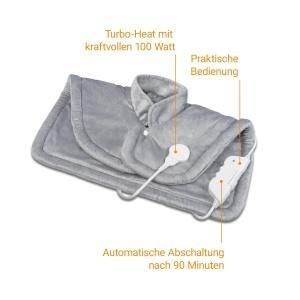 medisana HP 622 Incalzitor pentru gat si umeri, pelerina termica electrica, protectie la supraincalzire si oprire automata, 6 niveluri de temperatura, lavabil, gri - Img 5