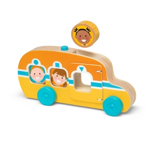 Melissa & Doug GO Tots Bus Rolling & Driving, Jucarii din lemn pentru copii mici, Jucarii de dezvoltare, Jucarii din lemn de la 1 an, cadou pentru bebelus baiat si fata, materiale certificate FSC