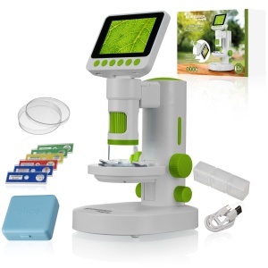 Mikroscop digital Bresser Youngster pentru copii, 11,4x-129,8x, cu ecran LCD de 3,5 inch