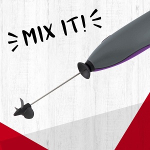 Mini blender Fackelmann, mixer pentru bauturi/shake cu fire de amestecare din otel inoxidabil, spumant de lapte incl. protectie impotriva stropirii (culoare: negru, violet, gri, argintiu), cantitate: 1 bucata - Img 2