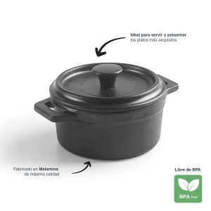 Mini oala Lacor 63392 cu capac Melamina BPA-free 210 ml Negru - Img 3