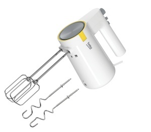 Mixer de mana BEKO 425W, 5 viteze Turbo, inox, alb