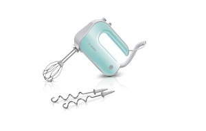 Mixer de mana Bosch MFQ40302, 500W, turcoazsilver, 2 teluri din otel inoxidabil