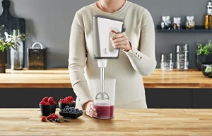 Mixer de mana Krups 3 Mix 9000, 750 wati, controler de viteza, mod turbo, maner ergonomic, mixer de mana incl. tel, carlig de aluat, atasament blender, ceasca de masurare, alb/argintiu, GN9121 - Img 10
