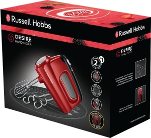 Mixer de mana Russell Hobbs [Mixer de mana] Desire Red (5 niveluri de viteza + functie turbo, 2 teluri si carlige de aluat sigure pentru masina de spalat vase, buton de evacuare, pozitie de parcare verticala) Mixer de mana 24670-56 - Img 8