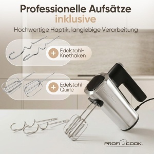 Mixere manual ProfiCook PC HM 1335, 400W, 5 viteze, accesorii din otel inoxidabil - Img 5