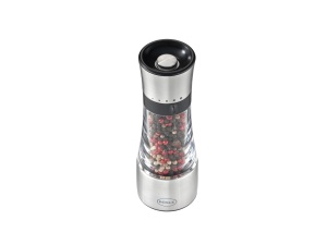 Moara de condimente ROSLE, masina de sare/piper de inalta calitate, cu niveluri reglabile de macinare pentru condimente uscate, reumplere usoara, otel inoxidabil 18/10, argintiu, negru, transparent - Img 3