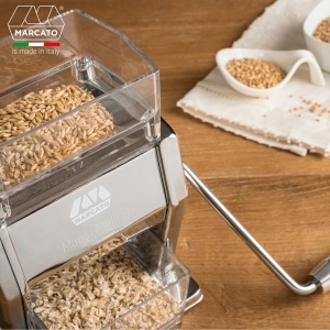 Moara Marcato Marga pentru cereale, moara de cereale, masina de faina de casa, din otel si aluminiu, 6 pozitii de macinare, 2 suprafete pentru fulgi sau faina, fabricata in Italia - Img 2