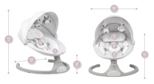 MoMi KENANI Leagan pentru copii 9 kg Bluetooth si telecomanda cu protectie solara si plasa impotriva insectelor - Img 3