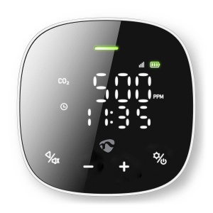 Monitor de calitate a aerului SmartLife Nedis - Wi-Fi, display LED, CO2, umiditate, temperatura, negru - Img 1