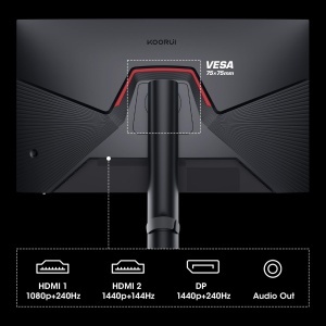 Monitor Gaming KOORUI 27 inch, WQHD, 240Hz, 1ms, NegruRosu - Img 6