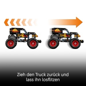 Monstertruck LEGO Technic Grave Digger 42219 cu motor de retragere, 263 piese - Img 3