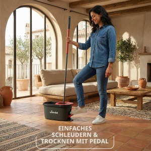 Mop cu pedala Vileda Turbo, set complet cu maner telescopic 65-131 cm - Img 2