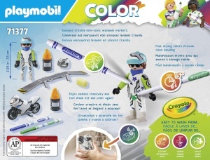 Motocicleta Stunt PLAYMOBIL Color 71377, 18 piese, design creativ, abwashabil - Img 4