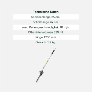 Motofierastrau cu brat telescopic Metabo MA-MS 25, 25 cm, 18 ms - Img 3