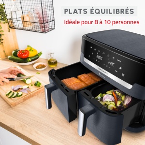 Moulinex Dual Easy Fry XXL, friteuza dubla cu aer, 6-10 persoane, cos mare de pana la 3 kg, 7 programe prestabilite, EZ942BF0 - Img 2