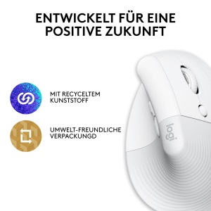 Mouse ergonomic vertical Logitech Lift pentru Mac, wireless, alb - Img 6