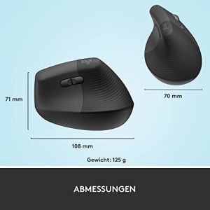 Mouse ergonomic vertical Logitech Lift, wireless, compatibil WindowsmacOS, gri - Img 10