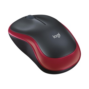 Mouse fara fir Logitech M185, 2.4 GHz cu receptor Nano USB, durata de viata a bateriei de 12 luni, urmarire optica de 1000 DPI, pentru stangaci si dreptaci, compatibil cu PC, Mac, laptop - rosu