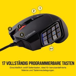 Mouse Gaming Corsair Scimitar RGB Elite, 17 butoane programabile, Negru - Img 5