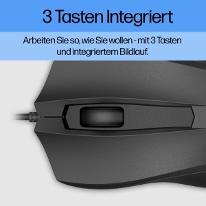 Mouse HP 100 USB 1600 DPI Design ergonomic ambidextru Negru - Img 3