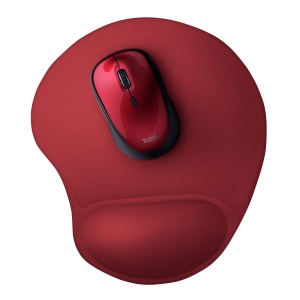 Mouse Pad Ergonomic Trust Bigfoot cu Gel Pad 236 x 205 mm, Suport pentru incheietura mainii Softgel, Suprafata din microfibra, Mouse pad cu suport pentru maini, Partea inferioara antiderapanta - Rosu - Img 1
