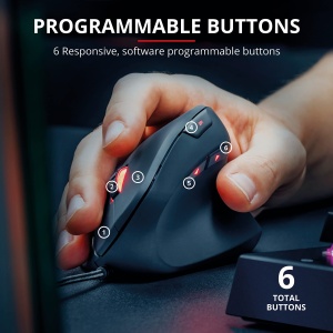 Mouse vertical pentru jocuri Trust Gaming GXT 144 Rexx, 10.000 DPI, 6 butoane programabile, iluminare LED RGB, design ergonomic Prevenirea bratului mouse-ului/cotului de tenis (sindromul RSI) - negru - Img 2