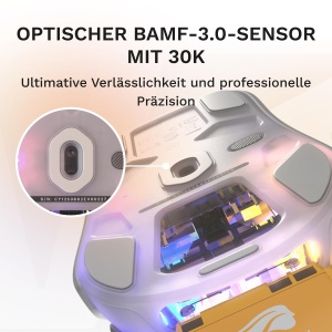 Mouse wireless gaming Glorious Model O3 sistem baterii InfinitePlay 30K DPI RGB alb - Img 4