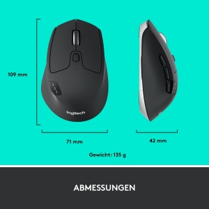 Mouse wireless Logitech M720 Triathlon Multi-Device, Bluetooth, Receptor USB Unifying, 1000DPI, 6 butoane programabile, baterie de 2 ani, pentru laptop, PC, Mac, iPadOS - gri - Img 9